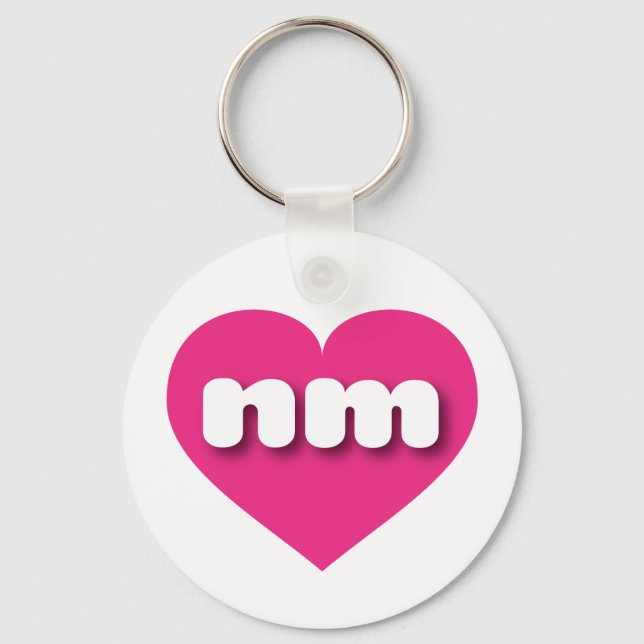 Porte-clés Nouveau-Mexique coeur rose chaud - J'aime nm (Recto)