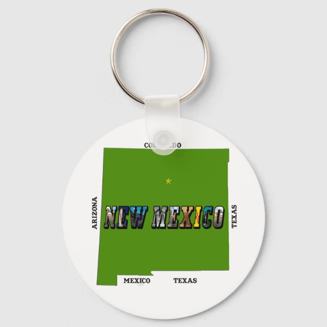 Porte-clés Nouveau Mexique Plan Plan Texte Photo (Recto)