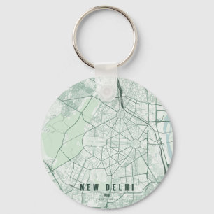 Porte-clés Nouvelle carte de la ville de Delhi avec texte per