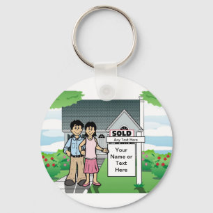 Porte-clés Nouvelle maison personnalisée - Carton en deux