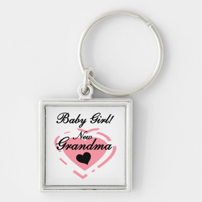 Porte-clés Nouvelle mamie Bébé Fille Coeur Rose Cadeaux (Devant)