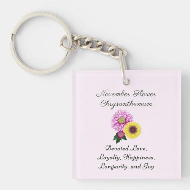 Porte-clés Novembre Mois de naissance Fleur Chrysanthème (Devant)
