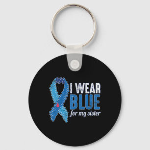 Porte-clés Novembre T1D Sensibilisation Ruban Bleu Pour Soeur