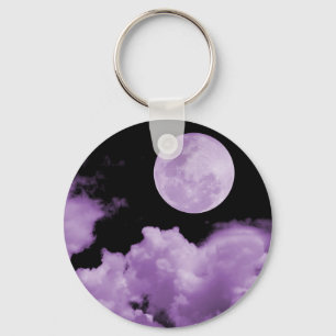 PORTE-CLÉS NUAGES DE PLEINE LUNE POURPLE