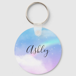 Porte-clés Nuages pastel magiques et arc-en-ciel