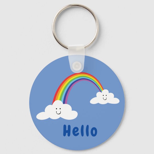 Porte-clés Nuages souriants et anneau à clé arc-en-ciel (Recto)
