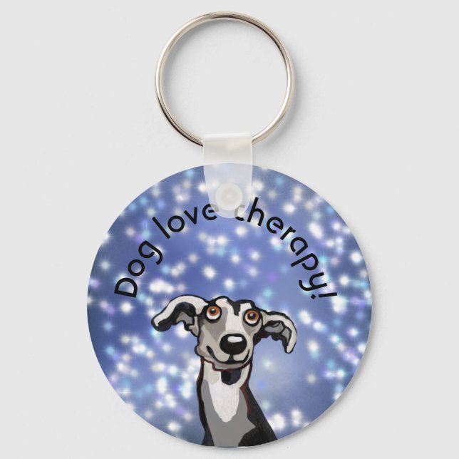 Porte-clés nuit étoile blanche, bouton d'amour chien (Recto)