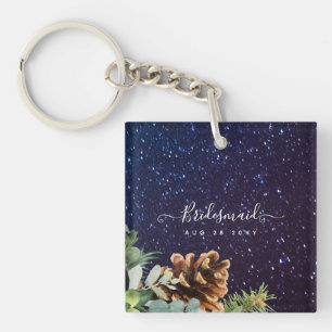 Porte-clés Nuit étoilée Eucalyptus bleu chardon hiverMariage