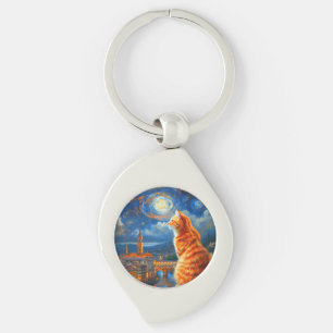 Porte-clés Nuit étoilée sur Florence Art du chat roux