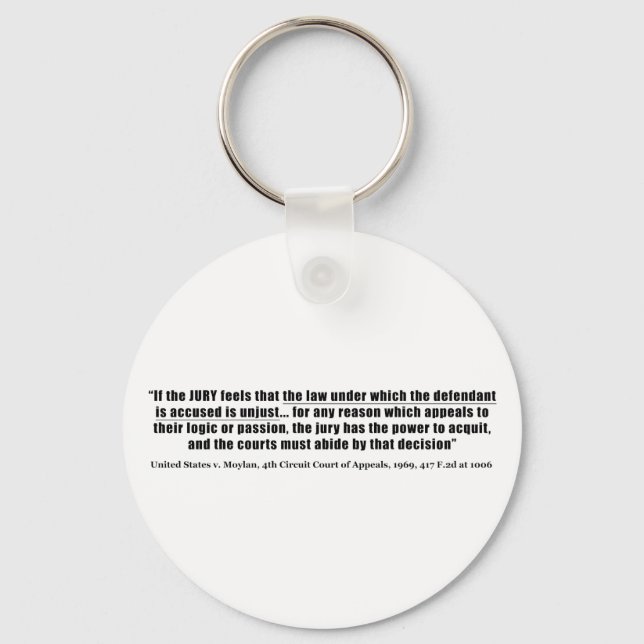 Porte-clés Nullification du jury États-Unis c. Moylan 1969 (Recto)