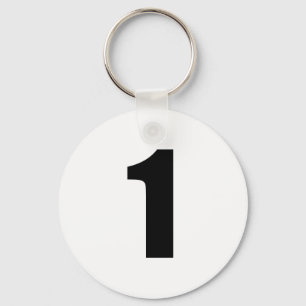 Porte-clés number 1 in black on white button keychain