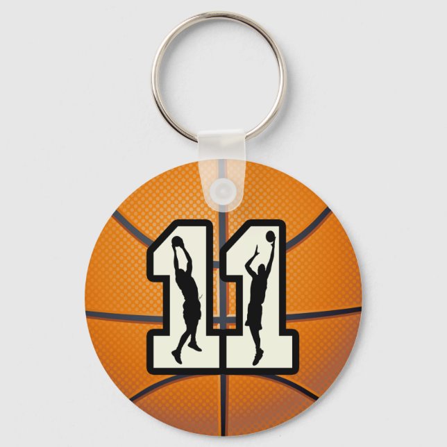Porte-clés Numéro 11 Basketball et joueurs (Recto)