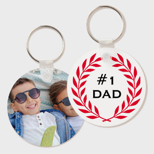 Porte-clés Numéro 1 Papa Photo personnalisée Laurel Wreath Ro