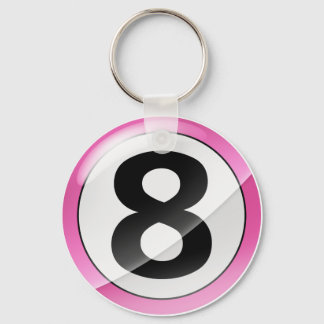 Porte-clés Numéro 8 Porte - clé rose