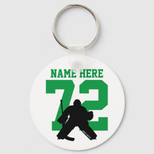 Porte-clés Numéro de gardien de hockey personnalisé vert