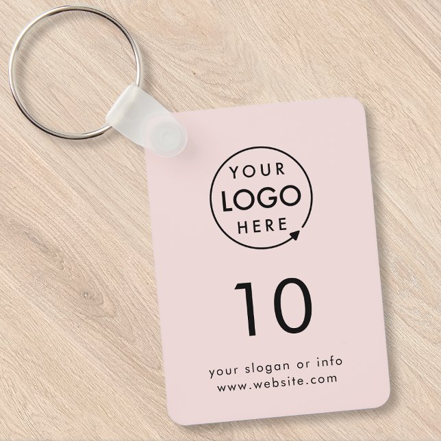 Porte-clés Numéro rose | Logo Business Property Room Keychain (Company branded room key keychain for offices, hotels, hospitality & business premises.)