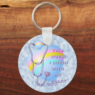 Porte-clés Nurse Heart custom name keychain