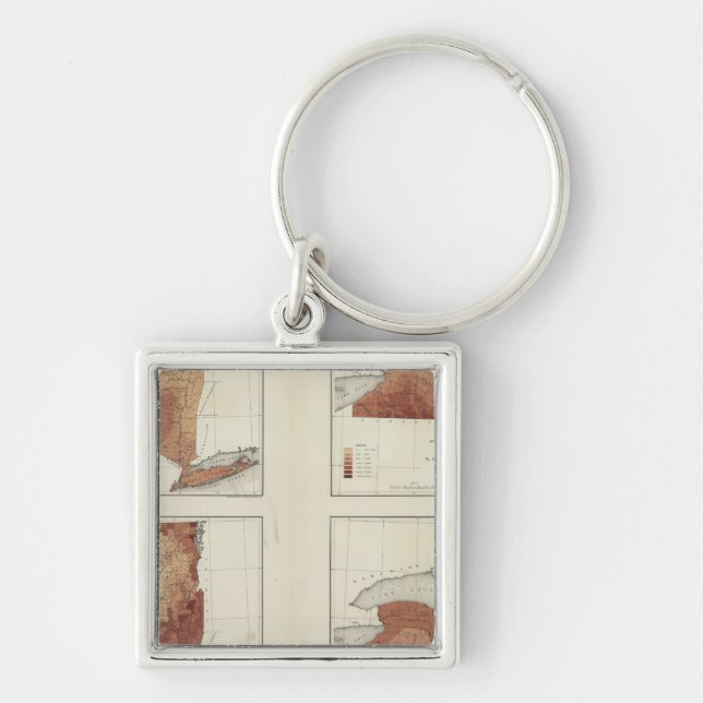 Porte-clés NY pluie, population, élévation, température (Devant)