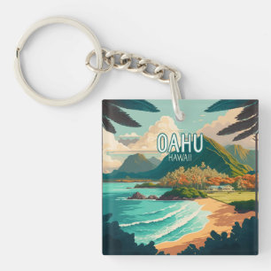 Porte-clés Oahu Hawaii Beach Porte - clé rétro Vintage