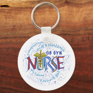 Porte-clés Ob Gyn Nurse Motto nom personnalisé