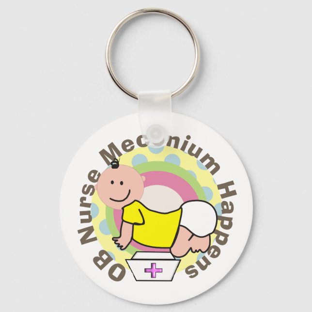 Porte-clés OB Infirmière Cadeaux "Meconium Happens" (Recto)