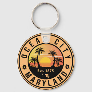 Porte-clés Ocean City Maryland Retro Sunset Souvenirs 60s
