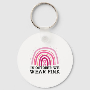Porte-clés October We Wear Pink Rainbow Breast Cancer Awarene