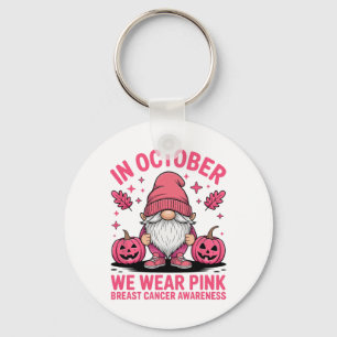 Porte-clés Octobre Pink Gnome Halloween Soutien pour le cance