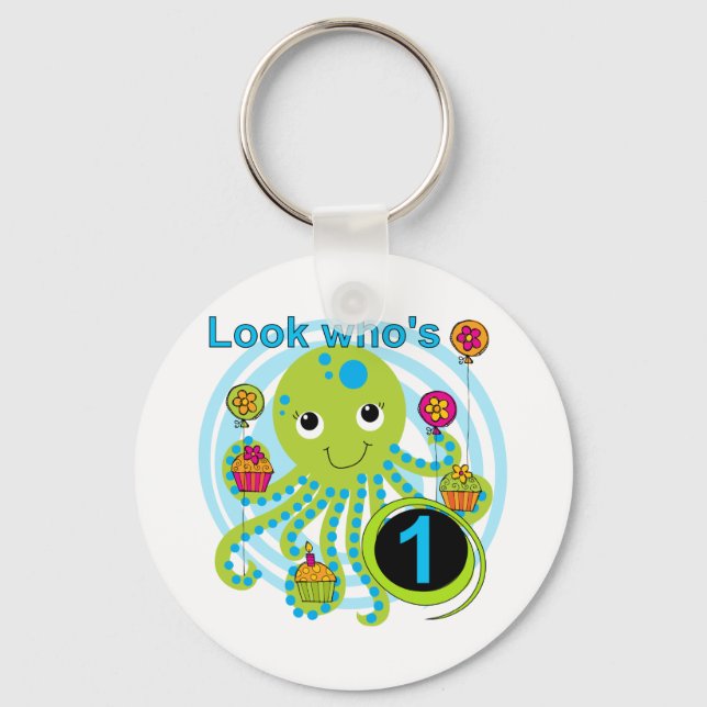 Porte-clés Octopus 1er Anniversaire T-shirts et cadeaux (Recto)