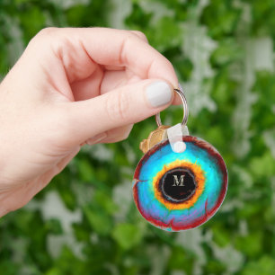 Porte-clés Oeil cosmique éthéré Monogramme Abstrait Vibrant A