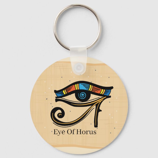 Porte-clés OEil de Horus sur papyrus, hiéroglyphes égyptiens (Recto)