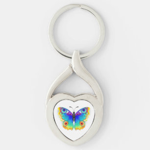 Porte-clés Oeil de paon arc-en-ciel