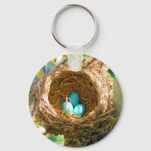 Porte-clés Oeufs Robin dans un nid d'arbre Jardin