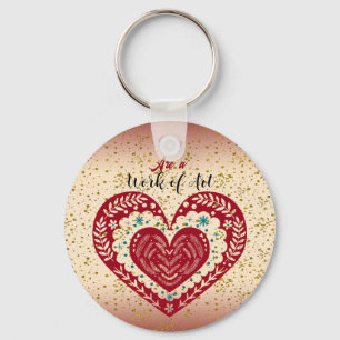 Porte-clés OEuvre d'art balayer le coeur romantique Citation 