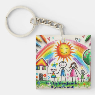 Porte-clés Œuvre d'art enfant Dessin d'enfants fier