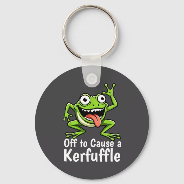Porte-clés Off To Cause A Kerfuffle Funny Meme Frog Mischief  (Recto)