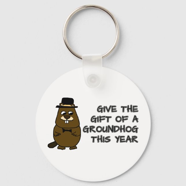 Porte-clés Offrez le cadeau d'une Groundhog cette année (Recto)
