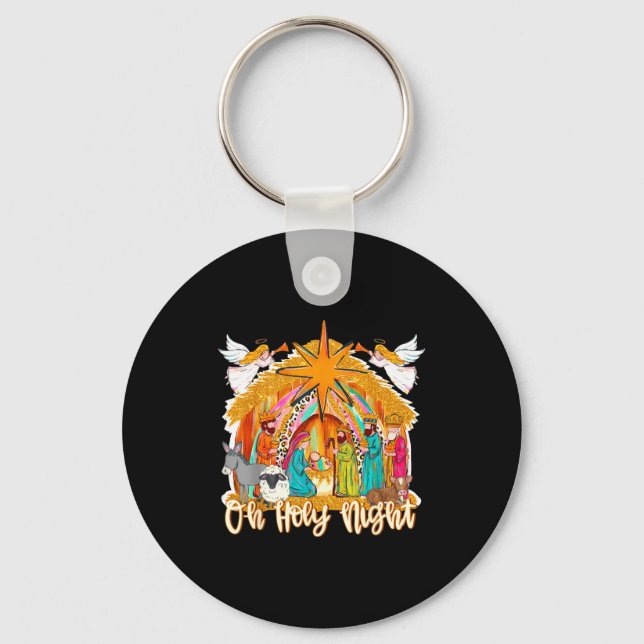 Porte-clés Oh Holy Night Christian Nativity Scene Christmas R (Recto)