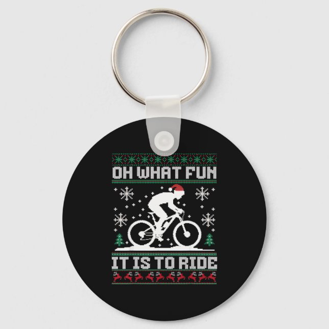 Porte-clés Oh What Fun It Is To Ride Mountain Bike Biker Chri (Recto)