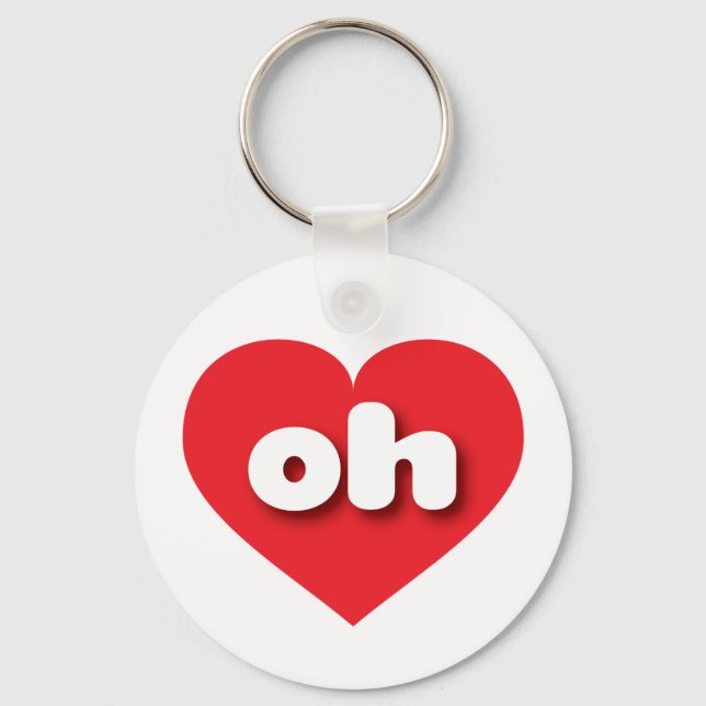 Porte-clés Ohio coeur rouge - J'aime oh (Recto)