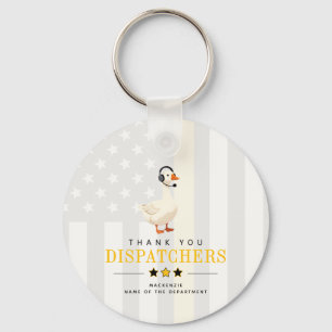 Porte-clés Oie de dispatch personnalisée avec casque Merci