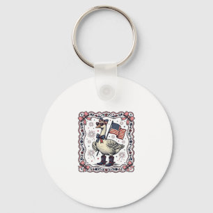 Porte-clés Oie patriotique gravure vintage