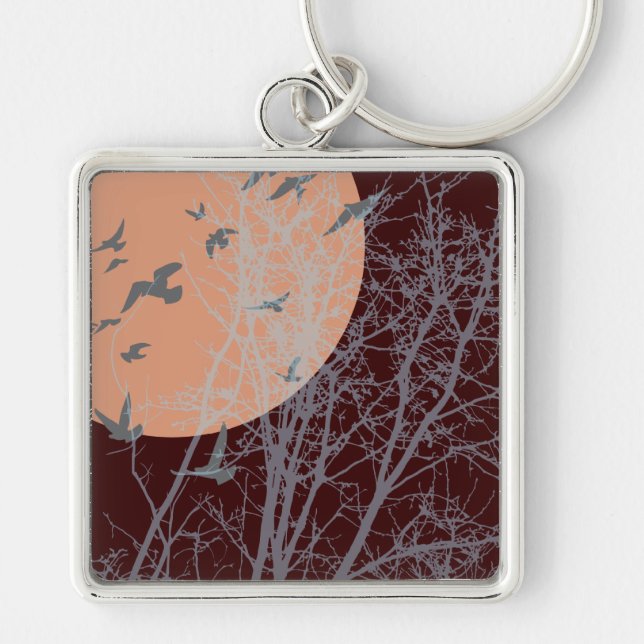 Porte-clés oiseau à silhouette (Devant)