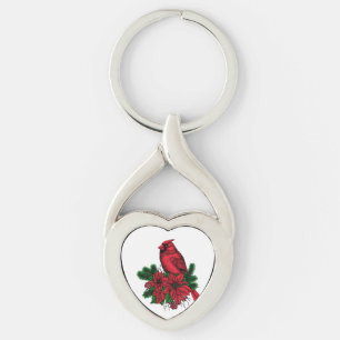 Porte-clés Oiseau cardinal, illustration de Noël