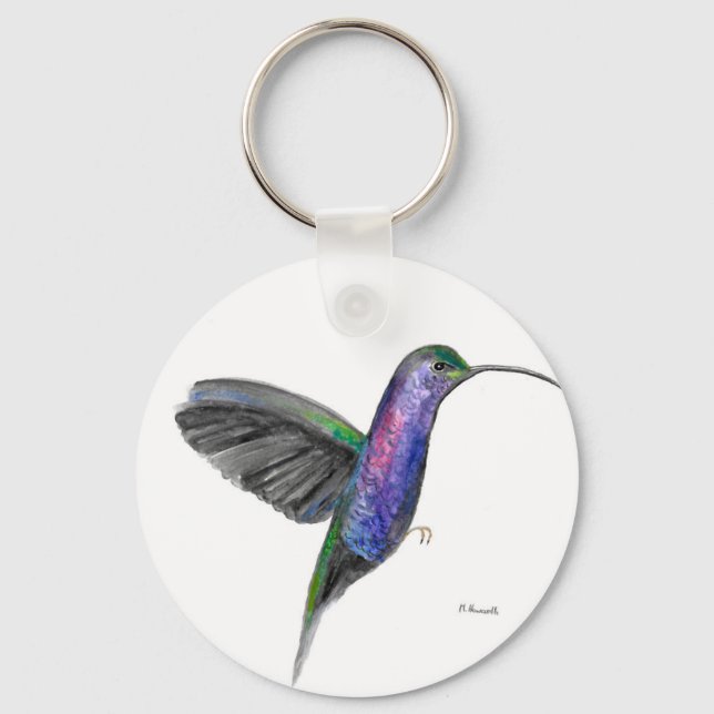 Porte-clés Oiseau d'aquarelle violet d'oiseau violet violet (Recto)