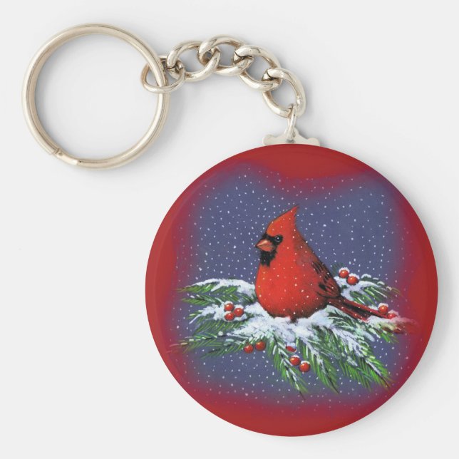 PORTE-CLÉS OISEAU DE NOËL : CARDINAL : ART (Devant)