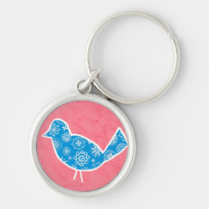 Porte-clés Oiseau décoratif avec Motifs sur Arrière - plan ro