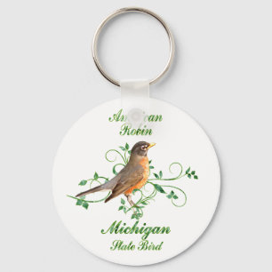 Porte-clés Oiseau d'État du Michigan de Robin