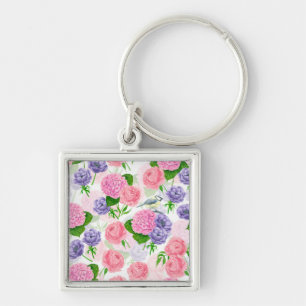 Porte-clés Oiseau et fleurs