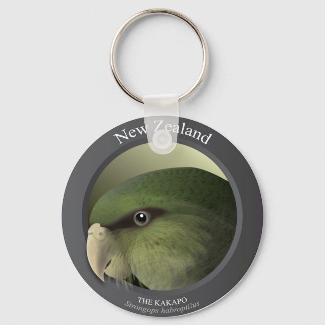 Porte-clés Oiseau - LE KAKAPO (Recto)